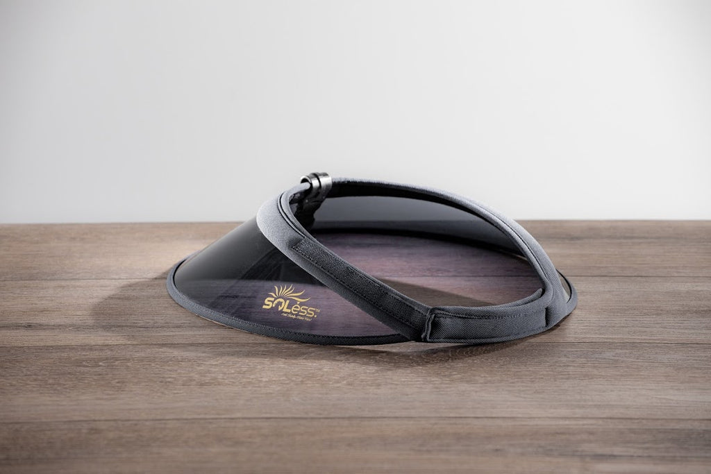 Luxury Adjustable Sun Visor – Black with Faux Leather Detail FenixVisorBlackLeatherGoldHard  main image 2